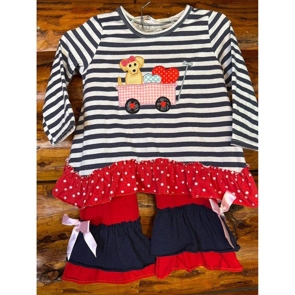 Boutique Puppy & Hearts in Wagon 2-Piece Outfit‎ Size 2T
